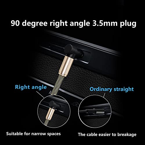 GELRHONR 3.5mm Audio Coiled Cable, Right Angle 3.5mm Male to Male Stereo TRS Cable for Car Stereo, Smartphone, Tablet, MP3 Player (Black)