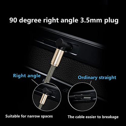 GELRHONR 3.5mm Audio Coiled Cable, Right Angle 3.5mm Male to Male Stereo TRS Cable for Car Stereo, Smartphone, Tablet, MP3 Player (Black)