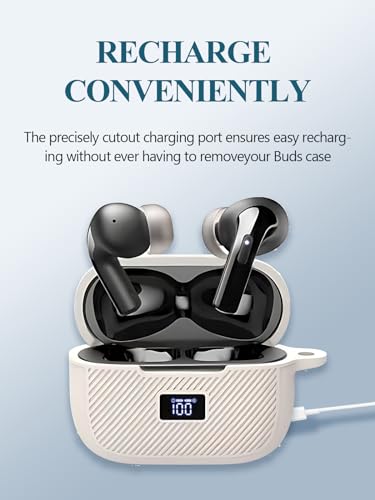 Case Cover for TOZO T20 Wireless Earbuds Bluetooth Headphones,Protective Soft Silicone Skin Case Cover Shock-Absorbing Protective Case with Keychain,Lanyard and Cleaning Pen-White - color: WHITE