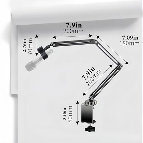 Low Profile Mic Boom Arm, 360° Rotatable 3-Section Foldable Desk Microphone Stand, 2.5kg Heavy Duty C Clamp Mic Mount with 1/4 3/8 5/8 Screw Adapter for Streaming Podcast(C Clamp Mount) - color: C Clamp Mount