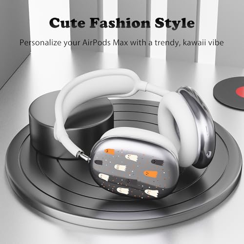 for AirPods Max Headphones Halloween Ear Covers for AirPods Max 2 | Cute Ghost Clear Ear Cups Cover | White Silicone Ear Pad Case Headband Cover for Apple AirPods Max 2/1 (2026/2024/2020) - color: Ghost A/White