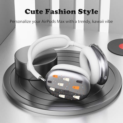 for AirPods Max Headphones Halloween Ear Covers for AirPods Max 2 | Cute Ghost Clear Ear Cups Cover | White Silicone Ear Pad Case Headband Cover for Apple AirPods Max 2/1 (2026/2024/2020) - color: Ghost A/White