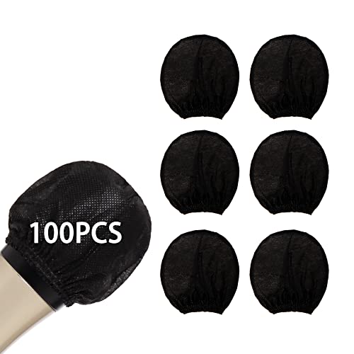 Disposable Microphone Cover 100 PCS | Individually Wrapped Mic Cover, Elastic Band Design Suits for Most Handheld Microphones, for Public, Karaoke, Non-woven - color: 100 PCS-Black