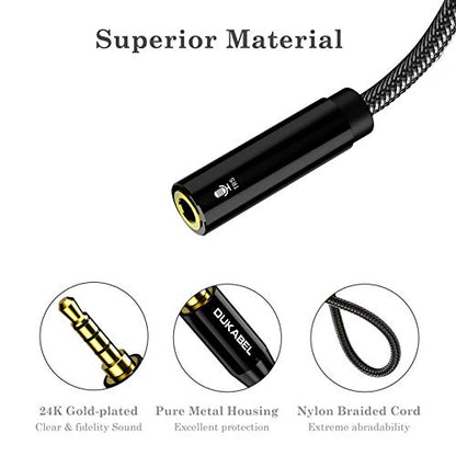 DUKABEL TRS to TRRS Adapter, 3.5mm Microphone Adapter - 30CM | TRS Female to TRRS Male, Microphone Adapter for iPhone and Android Smartphones and Tablets, ONLY for Microphone input - size: TRS Female to TRRS Male