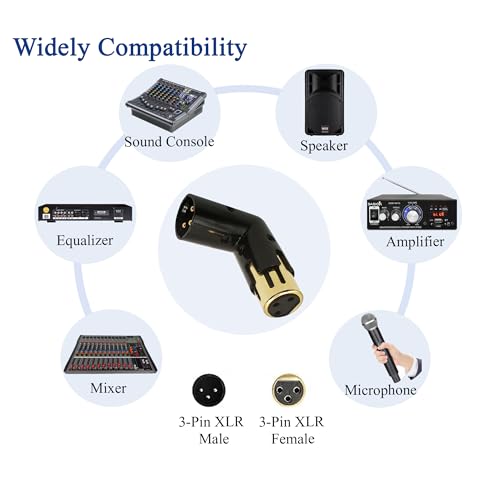 Right Angle XLR Male to Female Adapter Adjustable 3-PIN XLR 90 Degree Connector for Audio Cables and PA Systems - style: 1PC 90D XLR Male to Female Adapter