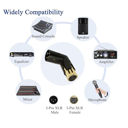 Right Angle XLR Male to Female Adapter Adjustable 3-PIN XLR 90 Degree Connector for Audio Cables and PA Systems - style: 1PC 90D XLR Male to Female Adapter