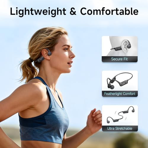 LOBKIN Bone Conduction Headphones Bluetooth 6.0 - Open Ear Headphones for Sports, IPX7 Waterproof Wireless Earphones, 25g Ultra-Light & Secure Fit, 10H Battery, for Running, Cycling, Workout