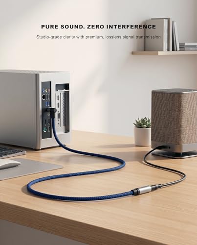 3.5mm Male to Female Extension Stereo Audio Extension Cable 6FT, Cotton-Braided Audio Extension Cable 6ft, Stereo Jack Cord for Phones, Headphones, Speakers, Tablets, PCs and More - size: 6FT