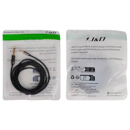J&D 6.35mm (1/4 inch) TS to 3.5mm (1/8 inch) TRS Cable, Gold-Plated 1/4 inch Male to 3.5mm (1/8 inch) Male Mono Interconnect Heavy Duty Stereo Aux Jack Adapter Cable, 10 Feet - size: 10 Feet