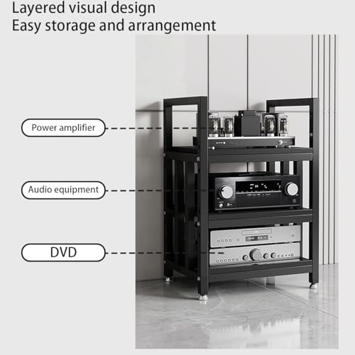 Adjustable Open Frame Hi-Fi Audio Stand, Wood Top Metal Audio Rack with Anti-Vibration Foot, AV Equipment Shelving for Living Room Home Cinema Studio(White-D) - color: White-d