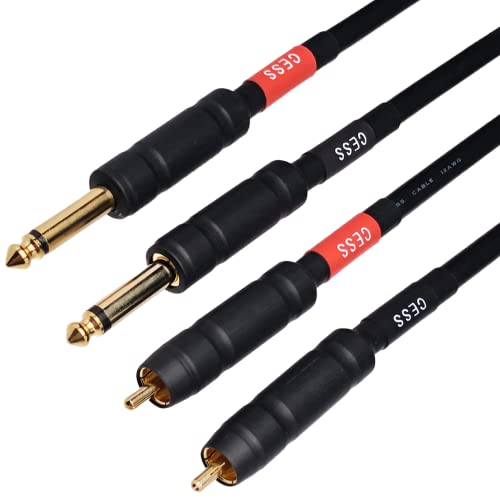 CNCESS CESS-112-1f RCA to 1/4" TS Audio Patch Cable, 12 Gauge, 2 Cables (1 Foot) - size: 1 Foot