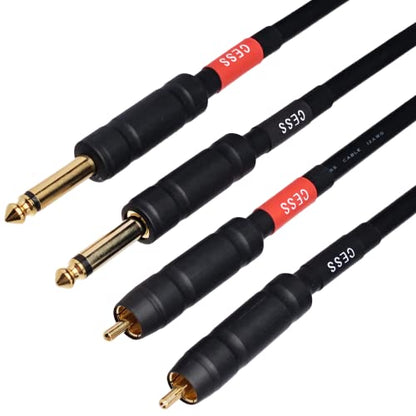 CNCESS CESS-112-1f RCA to 1/4" TS Audio Patch Cable, 12 Gauge, 2 Cables (1 Foot) - size: 1 Foot