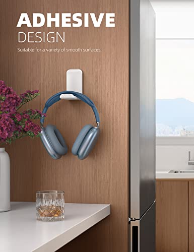 Lamicall Headphone Stand, Sticky Headset Hanger, Adhesive Headphone Holder | Headset Hook Mount Clip Under Desk, Earphone Clamp for Airpods Max, HyperX, Sennheiser, White - style: White - One Pack