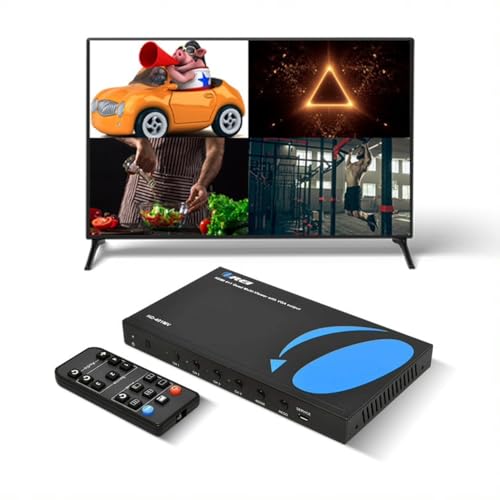 OREI 4x1 Out Quad Screen Multiviewer 1080p 3.5mm/Analog IR Remote HDMI 1.4 | HDMI Multiviewer, HDMI Switcher 4 in 1 Out – 5 Display Modes, VGA Output, LPCM 2.0 Audio, 4.95Gbps Bandwidth - style: 4x1 Multiviewer - 1080p with VGA