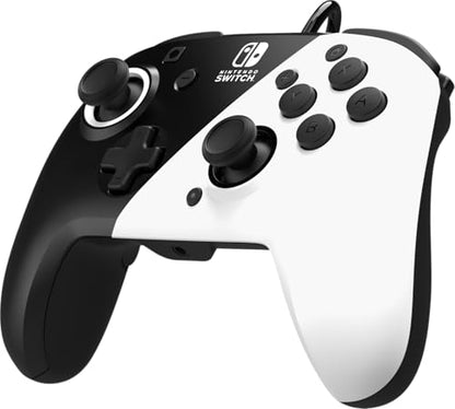 PDP REMATCH Enhanced Wired Power Nintendo Switch Pro Controller, Officially Licensed Switch Lite/OLED Compatible Gamepad, Customizable Programmable Buttons, Black and White - color: Black/White
