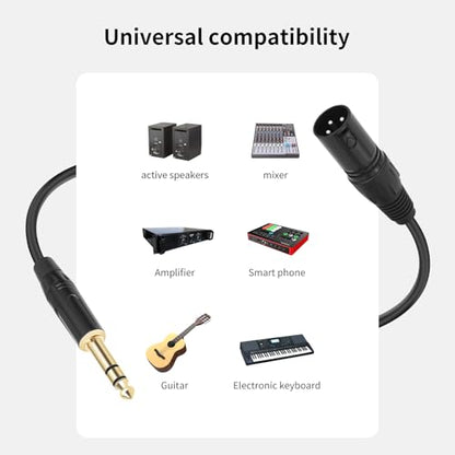 XLR Male to 1/4 TRS,2Pack 3.3 FT Professional 6.35mm TRS to XLR Male Quarter inch Balanced Cable for Mixer Power Amplifier - color: XLR Male to 6.35, size: 3.3 ft - 2 Pack