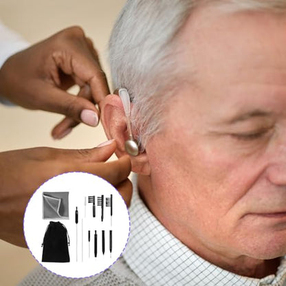 12 PCS Hearing Aid Cleaning Kithearing Aid Cleaning Tools Ear Cleaner Headphones, Multi Functional Hearing Aids Brush Tools for Earbuds Headphones Accessories and Supplies with Bag
