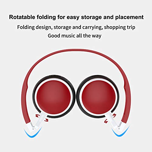 Foldable HiFi Audio Bass Wired Headset Gaming Headphone Over Ear Stereo Wired Headphones for 3.5mm Phone/Tablet Light Blue - color: Light Blue