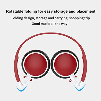 Foldable HiFi Audio Bass Wired Headset Gaming Headphone Over Ear Stereo Wired Headphones for 3.5mm Phone/Tablet Light Blue - color: Light Blue