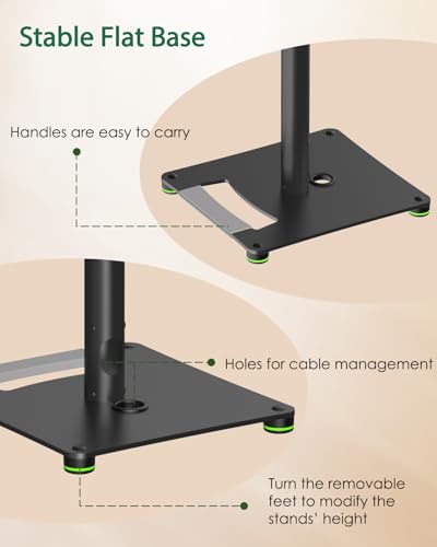 Vondynote Bookshelf Speaker Stands Pair 31"-50" Floor Speaker Stands | Height Adjustable, Floor Speaker Stands, For Rear Surround Sound Speakers, Cable Management