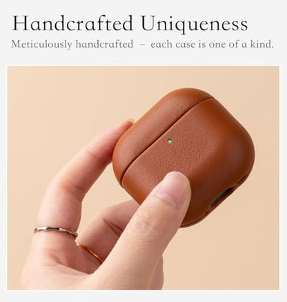 Envelop Series for AirPods 4th Generation Leather Case Cover - Brown | Hand-crafted Case Fully Wrapped in Top Grain Leather; Soft Microfiber Inner Lining; Wireless Charging Compatible - color: Brown, size: Envelop Series