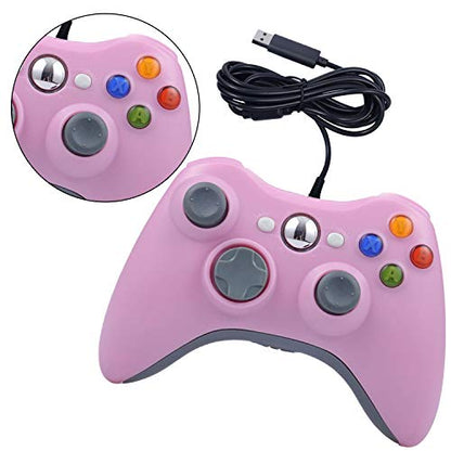 ONE250 USB Wired Game Pad Controller, Compatible with Xbox 360, Xbox 360 Slim, Windows PC - Replacement USB Wired Gamepad (Pink) - color: Pink