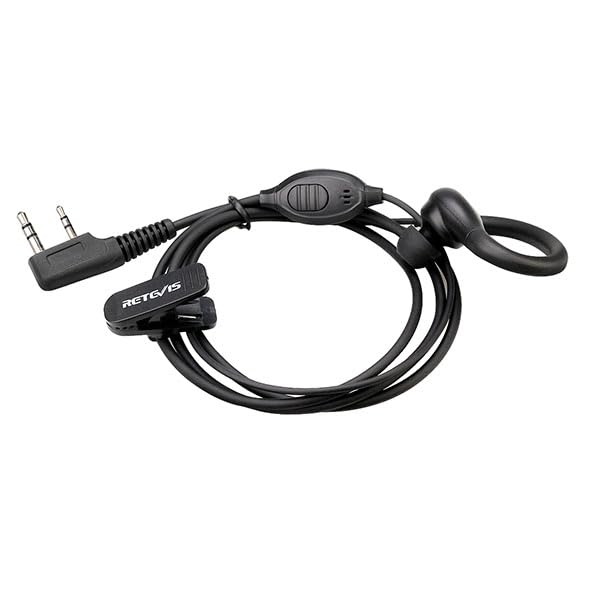 Retevis RT22 Walkie Talkie Earpiece, for RT68/RT21/H777/RT27/RT68H | 2 Pin, Compatible with Pxton, Baofeng BF-888S/BF-T26, Kenwood Two Way Radio, Walkie Talkie Earpiece with Mic(6 Pack)
