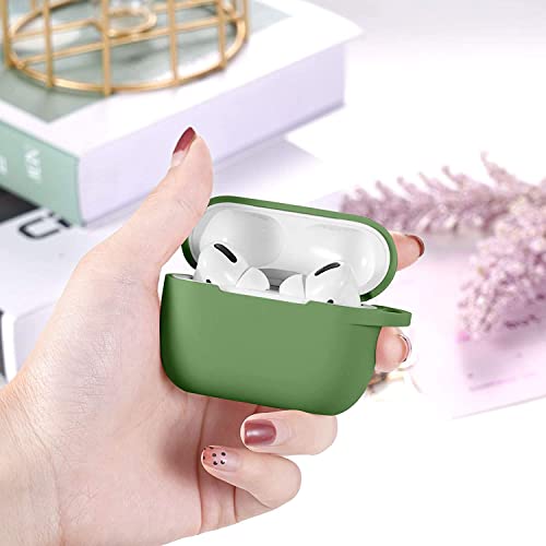 Lerobo for AirPods Pro 2 Case with Keychain, Olive Green | Silicone Protective Cover Compatible with Apple AirPod Pro 2nd/1st Case for Women Men, Scratchproof, Shockproof, Dustproof - color: Olive Green