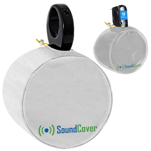 White 600D Marine Wake Tower Speaker Covers – Medium (H 9.8" × W 9.8" × D 12") – Weather-Resistant Covers for Marine & ATV Speakers - color: White, size: MEDIUM