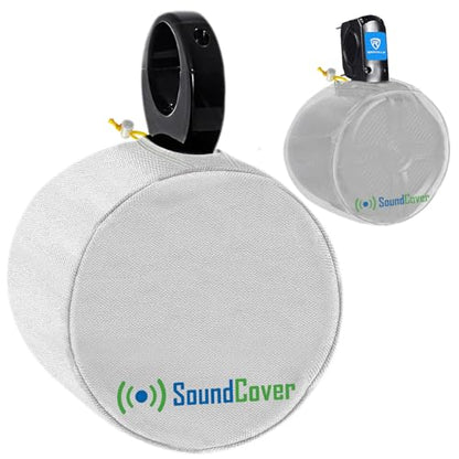 White 600D Marine Wake Tower Speaker Covers – Medium (H 9.8" × W 9.8" × D 12") – Weather-Resistant Covers for Marine & ATV Speakers - color: White, size: MEDIUM