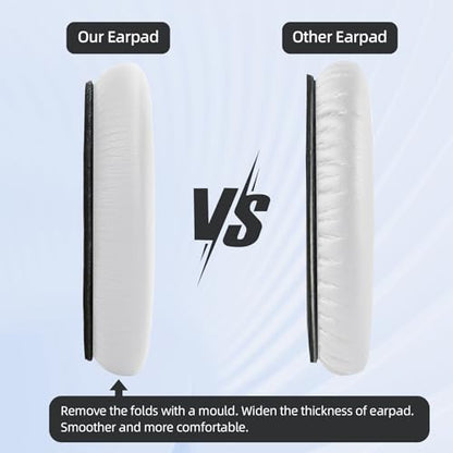 Ear Cushion and Headband for Bose QC45 QC35, Replacement Headstrap Pad Repair Part with Protein Leather& Memory Foam (White) - color: White