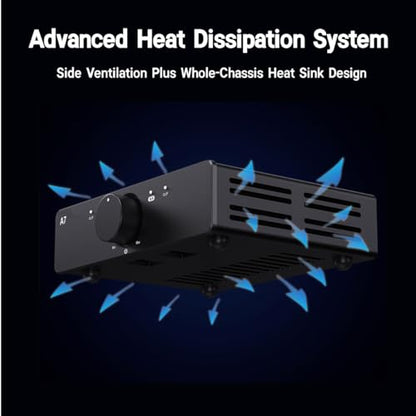 3e Audio A7 Next-Gen HiFi Stereo Amplifier | Home Theater Amplifier | TPA3255 Chip 2x250W PBTL with Enhanced PFFB | 48V5A Power Supply for Bookshelf Speakers