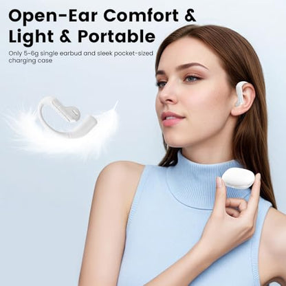 Bluetooth Headset V5.4, Wireless Earbuds Headset with ENC Mic,45MAH Ear Bluetooth Earpiece, Stereo Deep Bass, IPX5 Waterproof Hand-Free Earphone for Sport/Business/Trucker/Driver - color: White