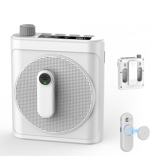15W Wireless Voice Amplifier for Teachers, Dual Magnetic Lavalier Mics with Noise Reduction, Portable Bluetooth 5.3 PA System for Tour Guide Yoga, 15H Battery Waist-Mount Speaker, 98FT Range (White) - color: White