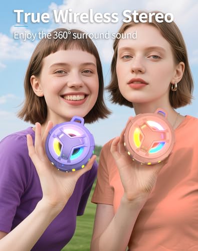 EBODA Waterproof Speaker Shower Bluetooth Portable Gift for Teenage Girls | IP67 Wireless Small Speakers, Loud Clear Sound, Floating, 24H Playtime for Home, Beach, Kids, Teen Boys Trendy Stuff-Purple - color: Purple