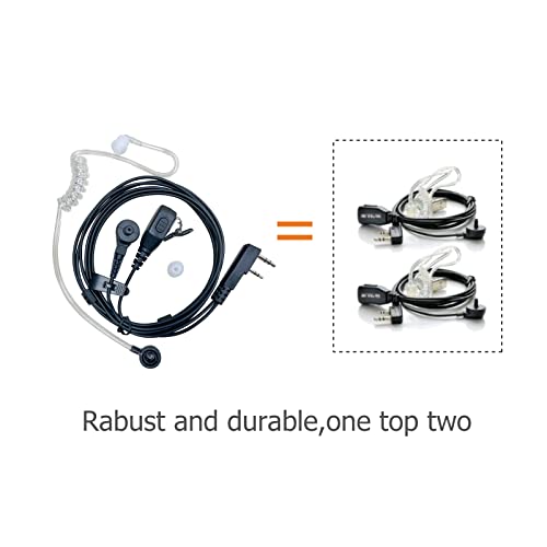 SHON Walkie Talkie Ear Pieces with Mic - 2PIN Acoustic Tube Earpiece for Crystal Clear Sound, Two-Way Radio Compatible with Kenwood Baofeng and Retevis,Police Law Enforcement (10 Sets/Black) - size: L/10 Set