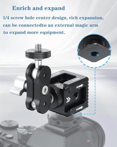 Triple Cold Shoe Mount with 1/4"-20 Thread 3 Port Cold Shoe Mount for Microphone LED Flash Light Monitor