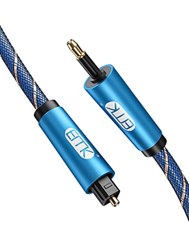 EMK® Toslink to Mini Toslink Digital Optical Audio Cables Nylon Braided S/PDIF Cable Fiber Optic Cables for Home Theater, Sound Bar, TV, PS4, Xbox, PlayStation and More(16.5ft/5m) - size: 16.5ft/5m