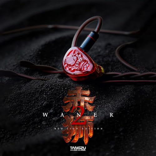 TANGZU Wan'er S.G II Red Lion in Ear Monitor, Gaming IEM Earphones, HiFi Wired Earphones with Silicone Headphone Organizer, Tang Sancai Wide Bore Eartips, Sonic Eartips (Red, 3.5mm) - size: 3.5mm Jack