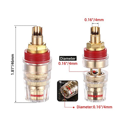 Facmogu 4PCS Black & Red Heavy Duty 5-Way Binding Post Banana Jacks 4mm, 24K Gold Plated Sold Brass Insulated Binding Post Banana Plugs, Speaker Amplifier Bindling Post Terminal Connectors - Short - size: Large-Short
