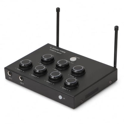 Sound Town 32-Channel Wireless Microphone Karaoke Mixer with 4 Rechargeable Metal Mics, Optical (Toslink), AUX for Smart TVs, Soundbars & Home Receivers, Tablet, PC (SWM15-4MAX) - color: Gloss Black