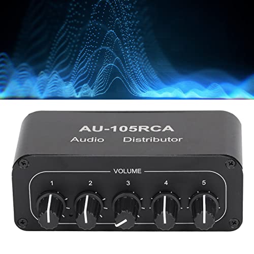 5-Way Stereo L/R Sound Channel Bi-Directional Audio Switcher with Aluminum Alloy Housing, High Fidelity Audio Switch Splitter for Multimedia, Compatible with DVD, MP3, TV, Speakers, Headphones