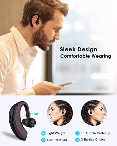 NANAMI Bluetooth Headset V5.0, 320Hrs Ultralight Wireless Earpiece with Rotatable Mic, Hands-Free Noise Cancelling in-Ear Earbuds for iPhone Android Cell Phone/Laptop/Trucker