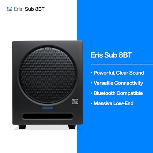 PreSonus Eris Sub 8BT — 8" Inch Powered Subwoofer, Powered Sub, Active Subwoofer, Wireless, Bluetooth, Home Audio, Bass Speaker, Home Theater, Music Production, Gaming | Active Subwoofer, Wireless, Bluetooth, Home Audio, Bass Speaker, Home Theater, Music