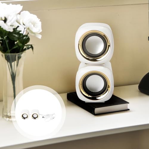 USB Powered Desktop Computer Speakers Stereo Wired Soundbar with Input and Volume Control for Laptop Phone Dual High-Fidelity External Speaker with Anti-Interference Design
