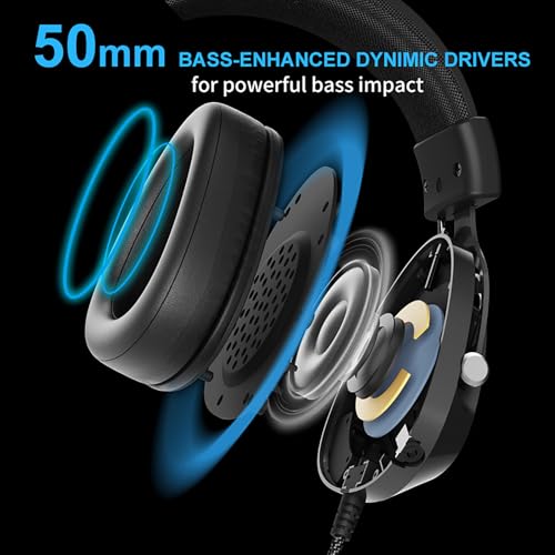 FOXXRAY HAU-50 Gaming Headset, 7.1 Surround Sound with Powerful 50mm Drivers, Detachable Microphone, Soft Earmuffs, Lightweight and Comfortable, USB Wired Headphones for PC, PS4, PS5
