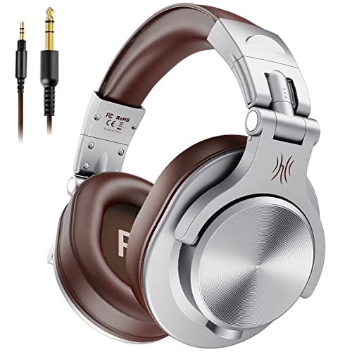 OneOdio A71 Hi-Res Wired Over-Ear Studio Headphones for DJ, Mixing - Silver - color: Silver Brown