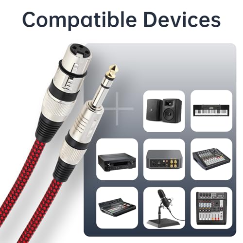 1/4 TRS Male to 3Pin XLR Female Microphone Cable, 4.92ft 6.35mm TRS to XLR Female Braid Quarter inch Balanced Cable for Mixer Microphone Active Speakers (4.92 ft)