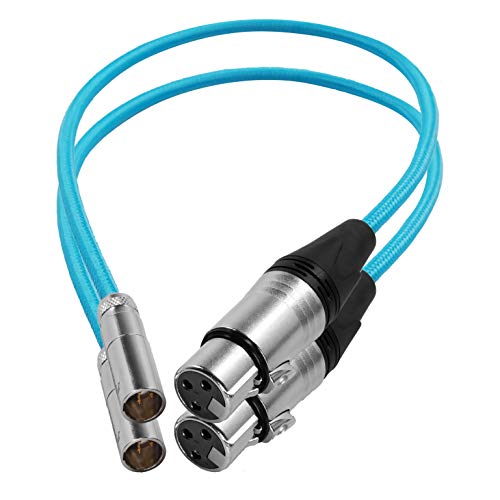 KONDOR BLUE | 16 Inch Mini XLR (TA3) 3-Pin Male to XLR Female Audio Cable (2-Pack) | Braided On-Rig Mic Cable for Blackmagic Design Pocket Cinema Camera 4K 6K, for Canon EOS C70 | Blue - color: Blue