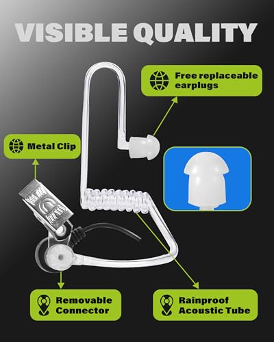 2-Pack K-Type Air Tube Headset Earpiece with Mic PTT for Global-ptt G0 G5 and Compatible with Rapid Radios Kenwood SAMCOM Two Way Walkie Talkies (K-Type) - style: K-Type